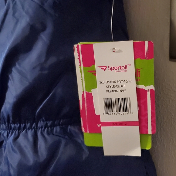 Sportoli Girls Hooded Puffer Coat - size 10-12 - navy - Picture 4 of 7